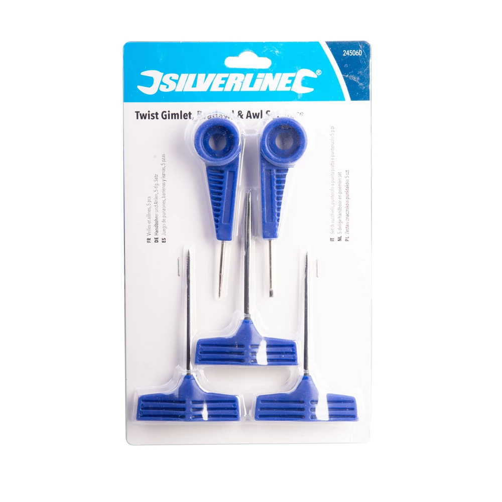 Toolstream Ltd Silverline Twist Gimlet, Bradawl & Awl Set 5pce