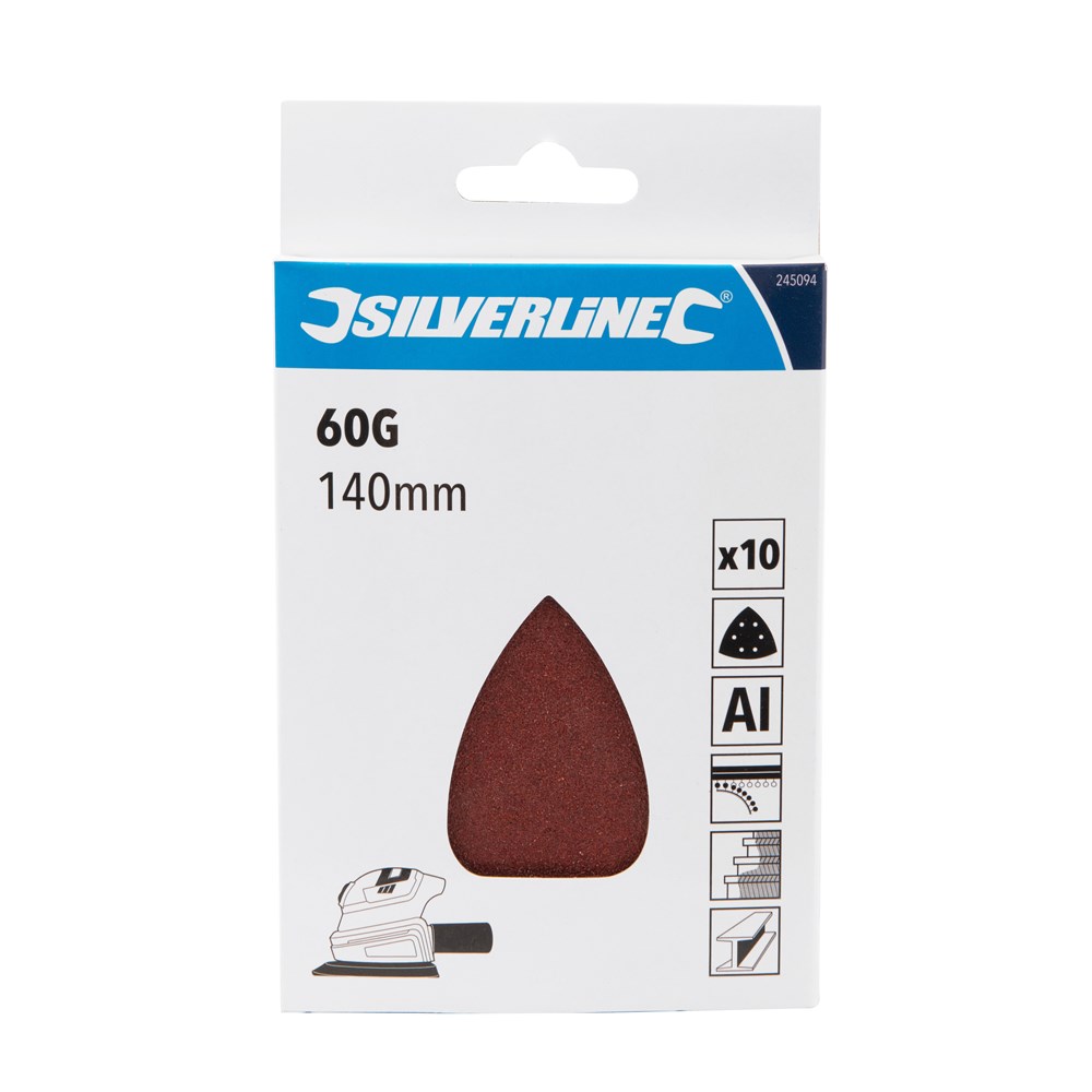 Toolstream Ltd Silverline Hook & Loop Detail Sander Sheets 140mm 10pk