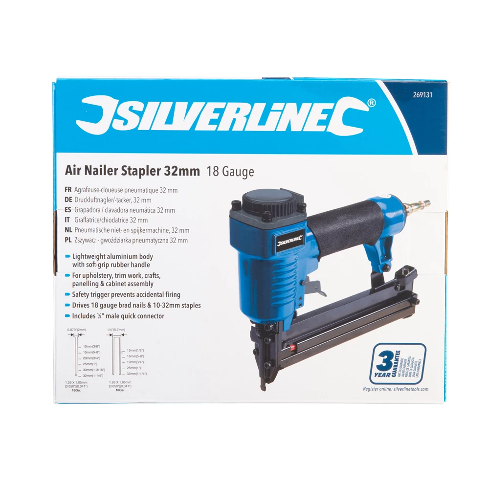 Toolstream Ltd Silverline Air Nailer Stapler 32mm
