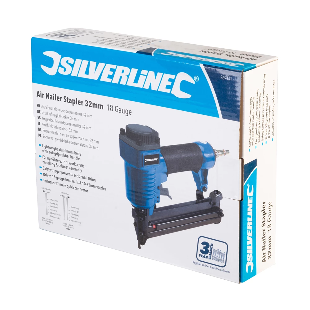 Toolstream Ltd Silverline Air Nailer Stapler 32mm