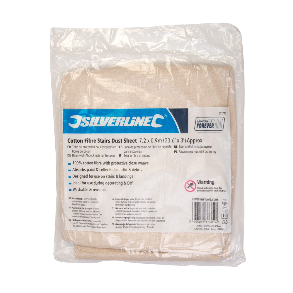 Toolstream Ltd Silverline Cotton Fibre Stairs Dust Sheet
