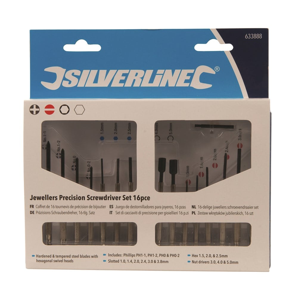 Toolstream Ltd Silverline Jewellers Precision Screwdriver Set 16pce